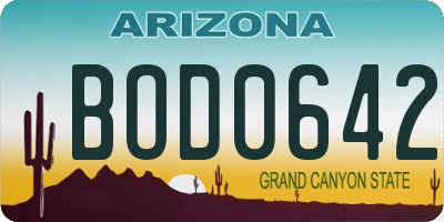 AZ license plate BOD0642