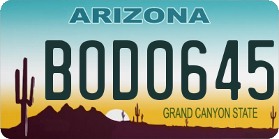 AZ license plate BOD0645