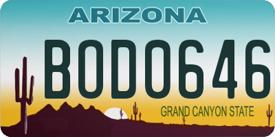 AZ license plate BOD0646
