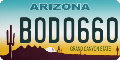 AZ license plate BOD0660