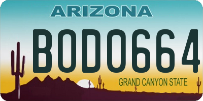 AZ license plate BOD0664