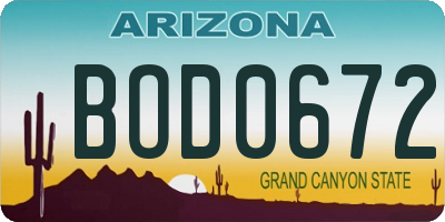 AZ license plate BOD0672