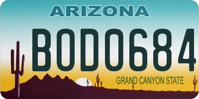 AZ license plate BOD0684