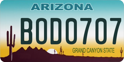 AZ license plate BOD0707