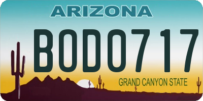 AZ license plate BOD0717