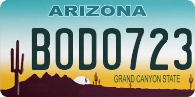 AZ license plate BOD0723