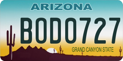 AZ license plate BOD0727