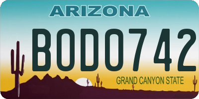 AZ license plate BOD0742