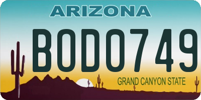 AZ license plate BOD0749