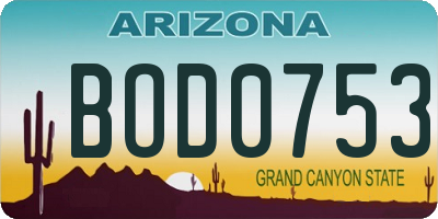 AZ license plate BOD0753