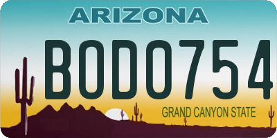 AZ license plate BOD0754