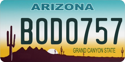 AZ license plate BOD0757