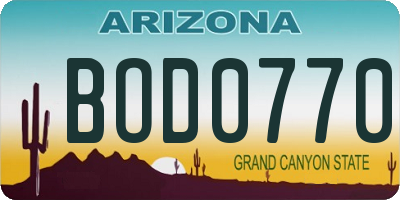 AZ license plate BOD0770