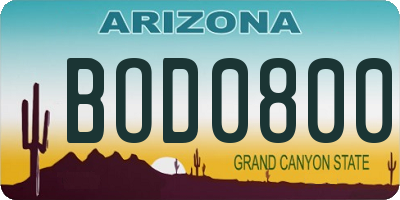 AZ license plate BOD0800