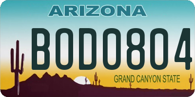 AZ license plate BOD0804