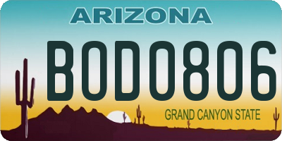 AZ license plate BOD0806