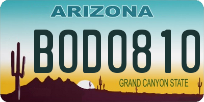 AZ license plate BOD0810