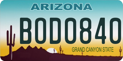 AZ license plate BOD0840