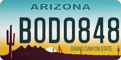 AZ license plate BOD0848