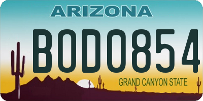 AZ license plate BOD0854