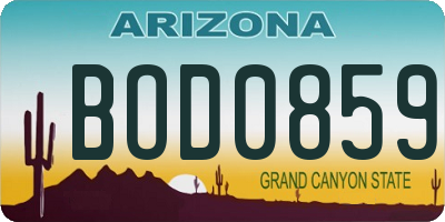 AZ license plate BOD0859