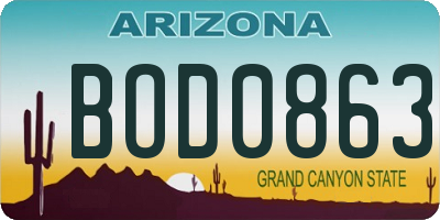 AZ license plate BOD0863