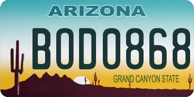 AZ license plate BOD0868