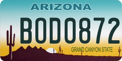 AZ license plate BOD0872