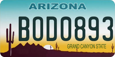 AZ license plate BOD0893