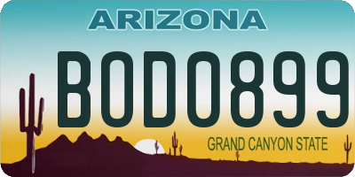 AZ license plate BOD0899