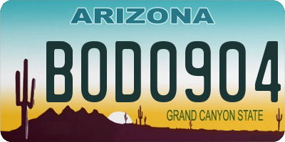 AZ license plate BOD0904
