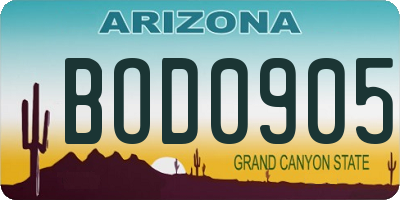 AZ license plate BOD0905