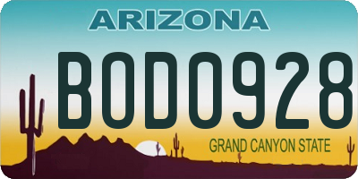 AZ license plate BOD0928