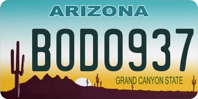 AZ license plate BOD0937