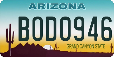AZ license plate BOD0946