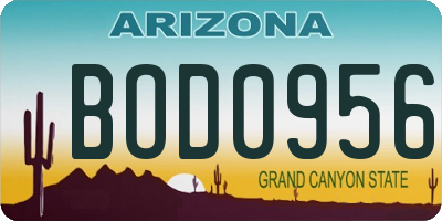 AZ license plate BOD0956