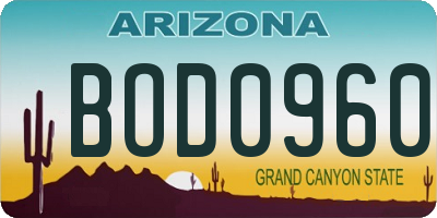 AZ license plate BOD0960