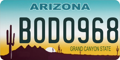 AZ license plate BOD0968