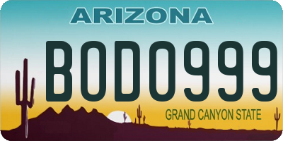AZ license plate BOD0999