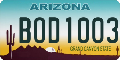 AZ license plate BOD1003