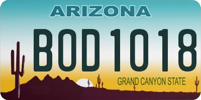 AZ license plate BOD1018