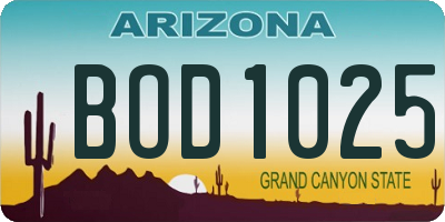 AZ license plate BOD1025