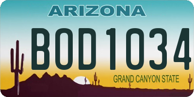 AZ license plate BOD1034