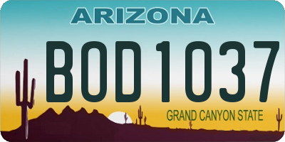 AZ license plate BOD1037