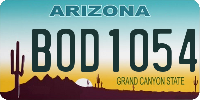 AZ license plate BOD1054