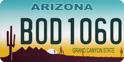 AZ license plate BOD1060