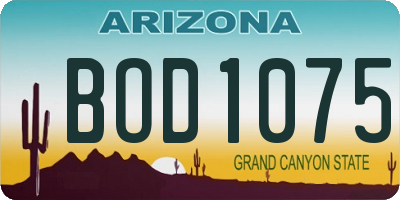 AZ license plate BOD1075