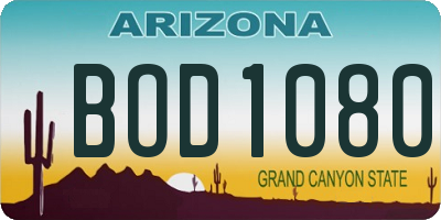 AZ license plate BOD1080