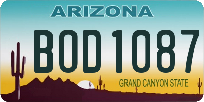 AZ license plate BOD1087