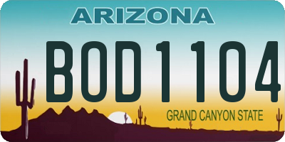 AZ license plate BOD1104